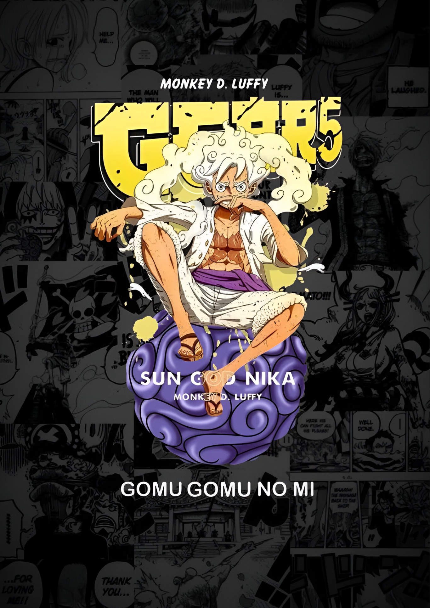 Monkey D. Luffy GEAR 5 A4 Sticker Poster - Sun God Nika Art