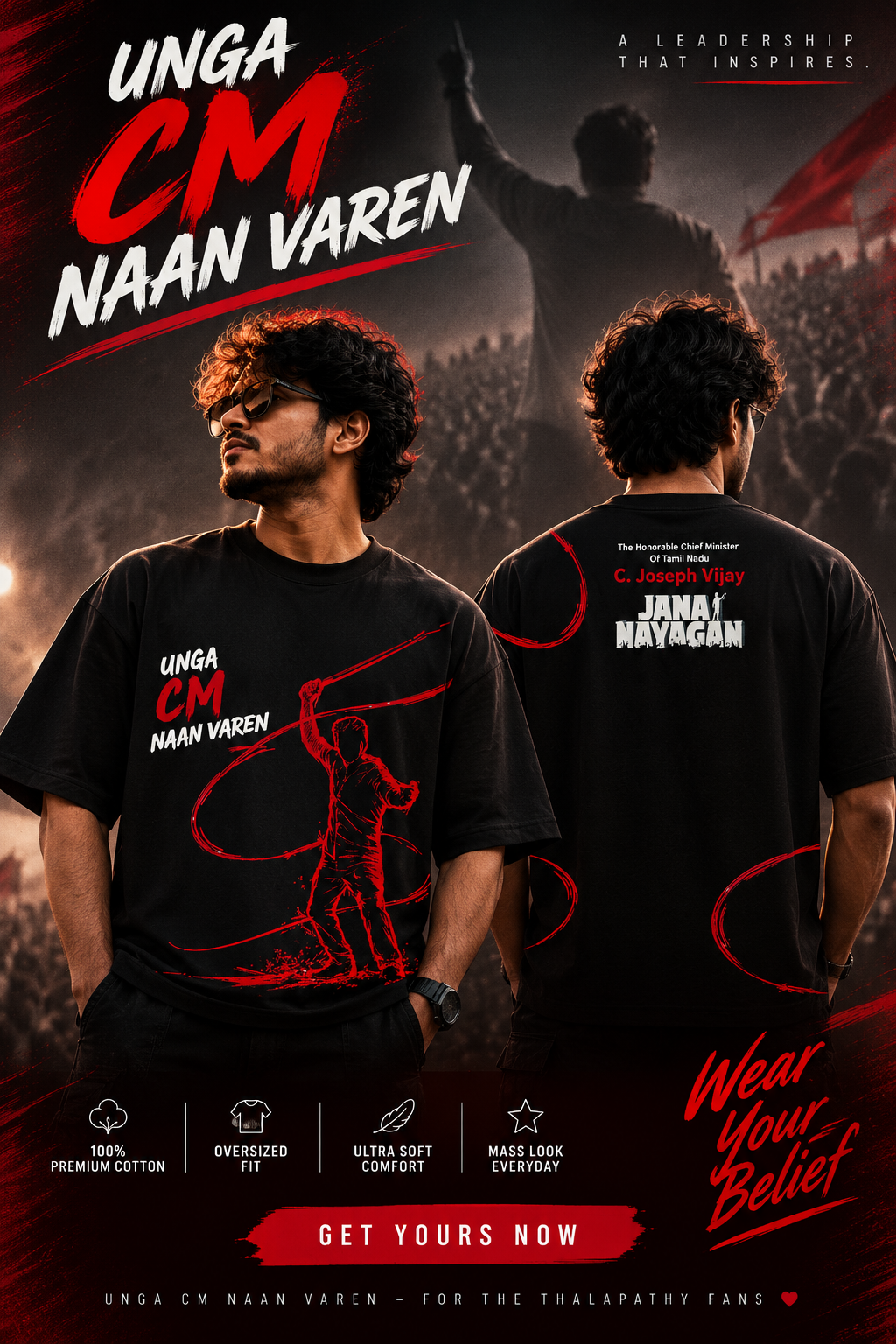 Mass Tees – Premium Oversized Fan T-Shirts for Thalapathy Fans | 100% Cotton Streetwear