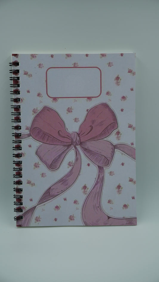 Vintage Chic Pink Bow A6 Spiral Notebook - Cute Classy