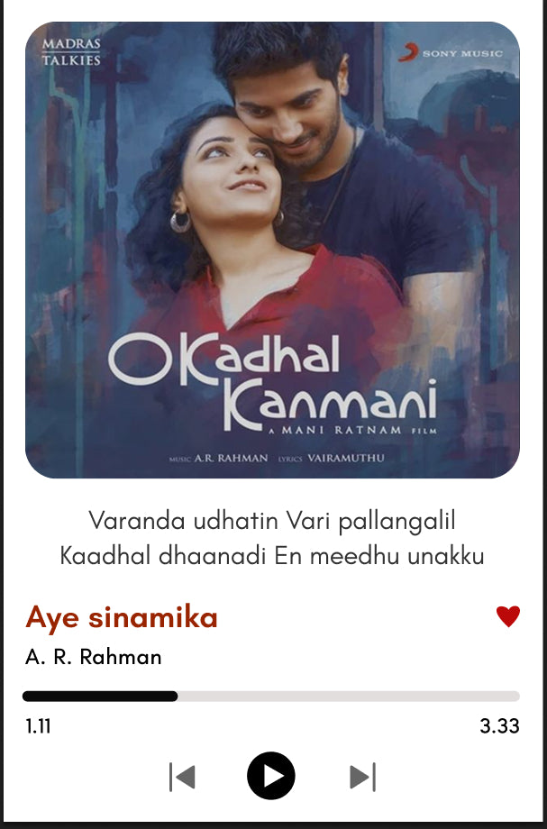 Aye Sinamika | Love in Every Frame | OK Kanmani