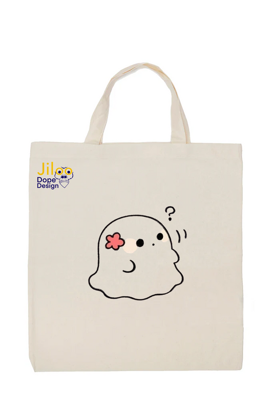 Huh Confused Ghost Cotton Tote Bag
