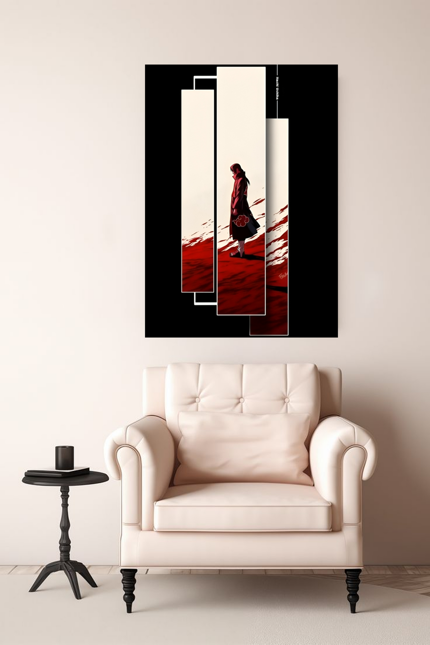Itachi Uchiha Red & Black A4 Sticker Poster - Naruto Art