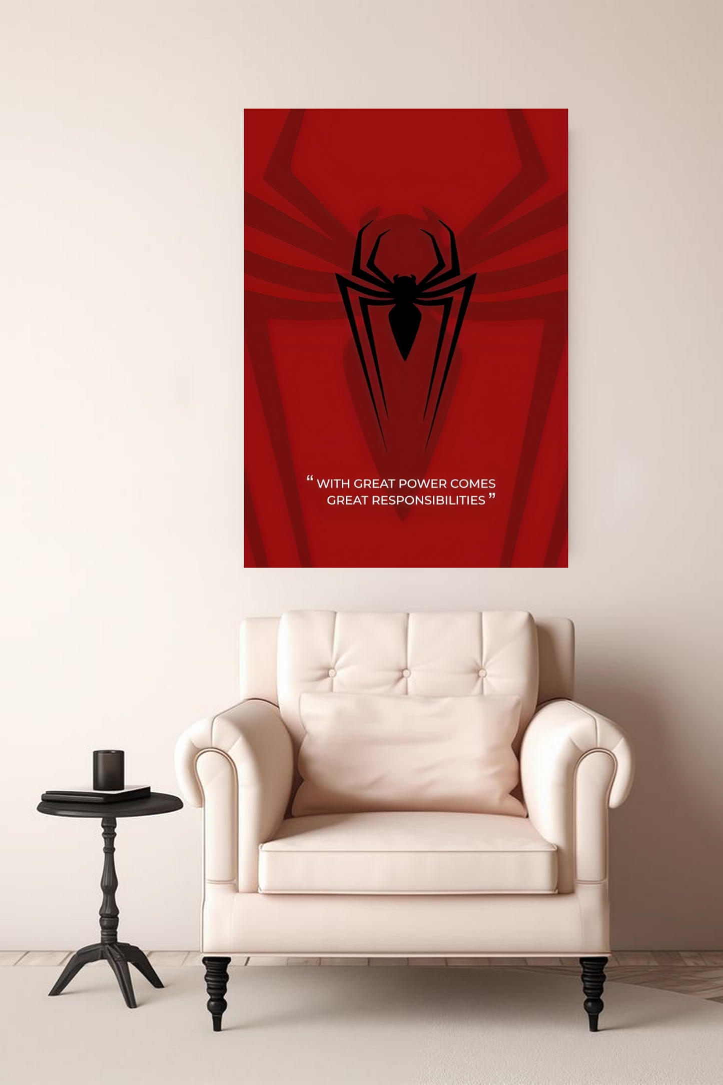 Minimalist Spider Logo A4 Sticker Poster - Red Aesthetic