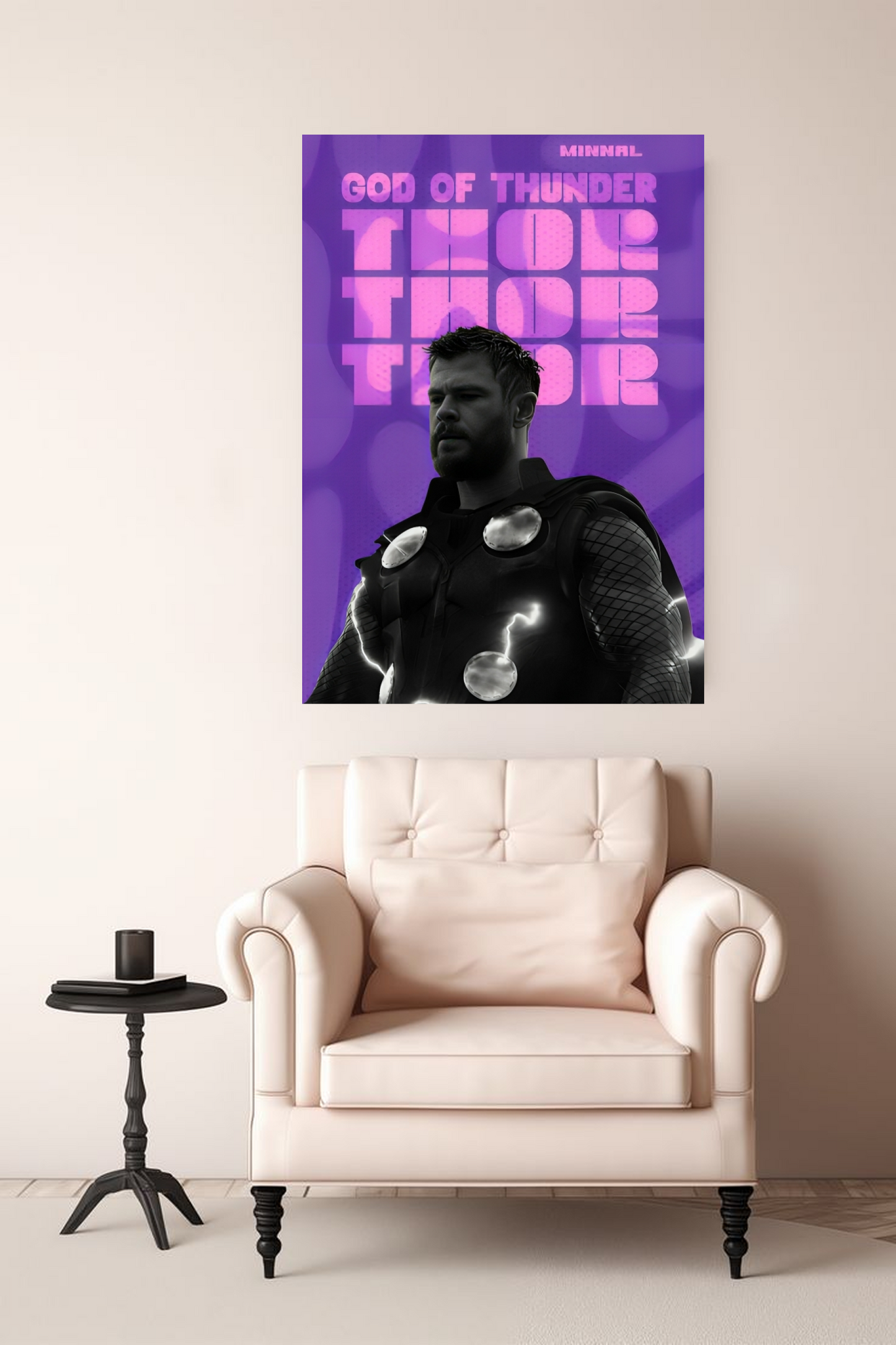 Purple Aesthetic THOR God of Thunder A4 Sticker Poster