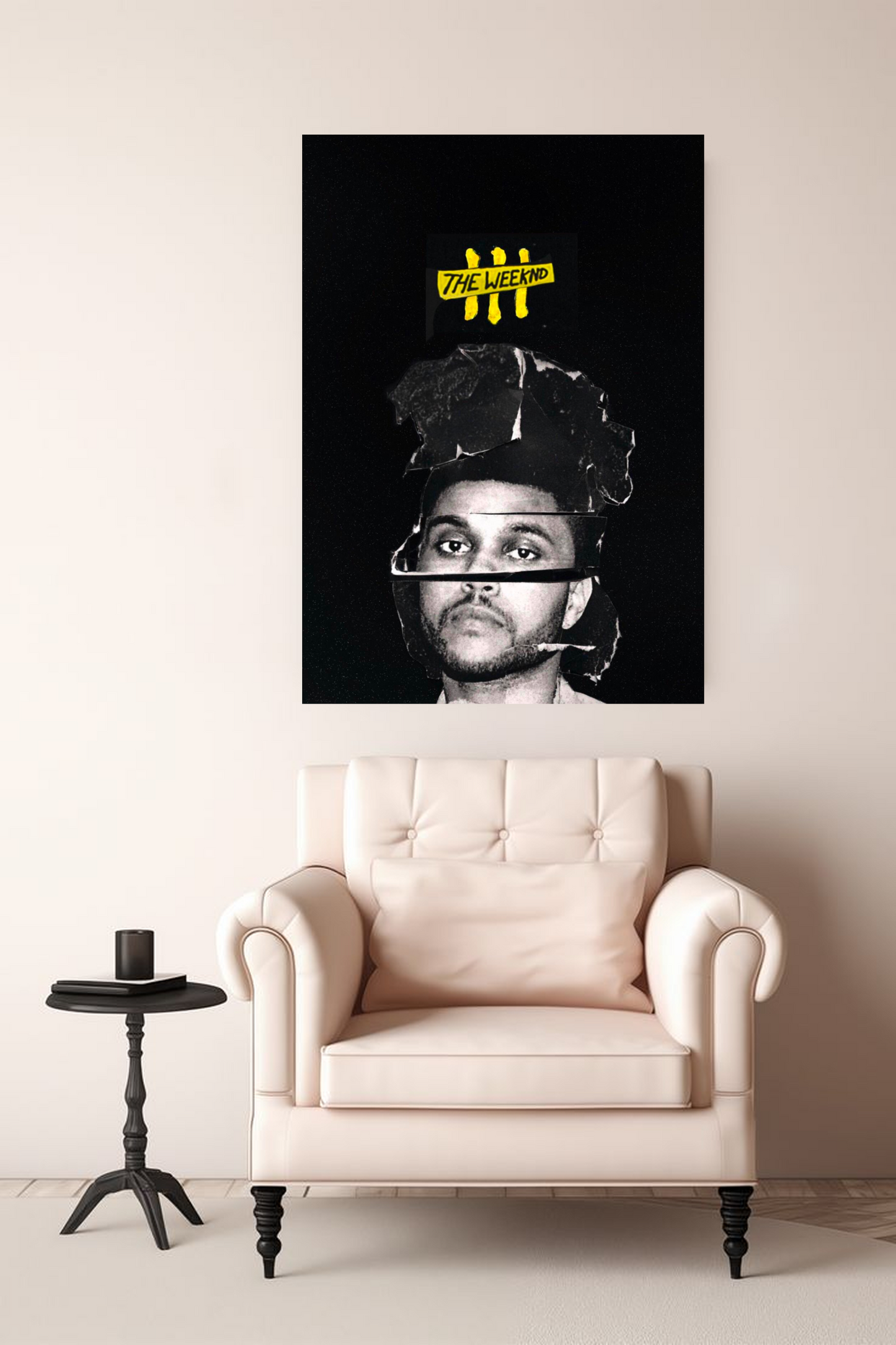 The Weeknd Black & White Collage A4 Sticker Poster - Moody Art