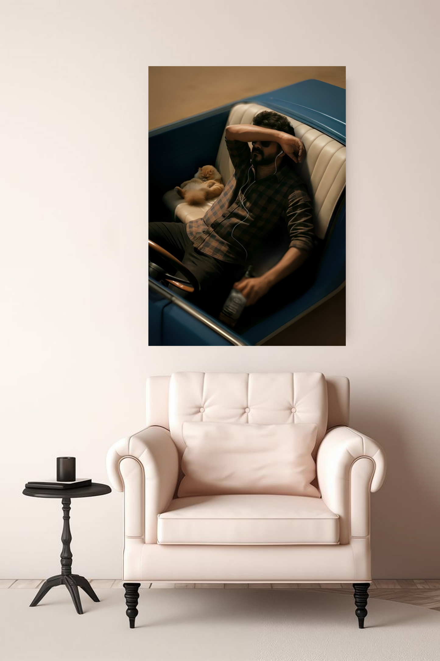 Thalapathy Vijay Aesthetic A4 Sticker Poster - Vintage Car Vibe