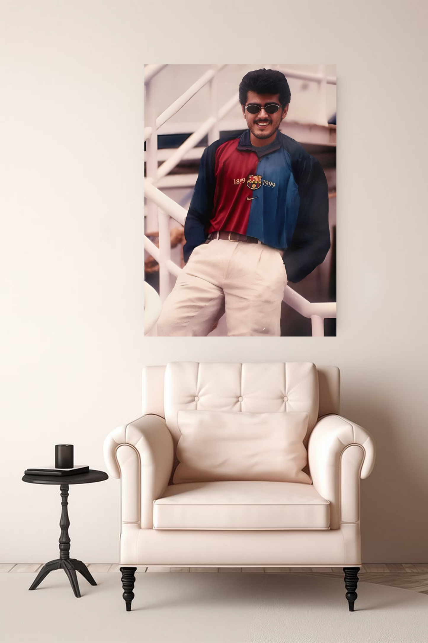 Retro Ajith Kumar A4 Sticker Poster - Vintage FC Barcelona Jersey