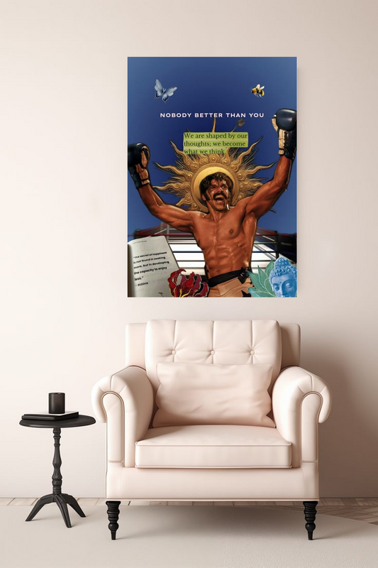 Motivational Boxing Poster A4 Sticker - Buddha Quotes & Strength