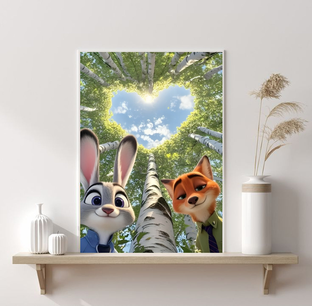 Cute Zootopia Couple A4 Poster – Nick & Judy Love
