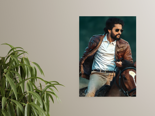 Telugu Star Nani on Horse A4 Sticker Poster - Cinematic Look