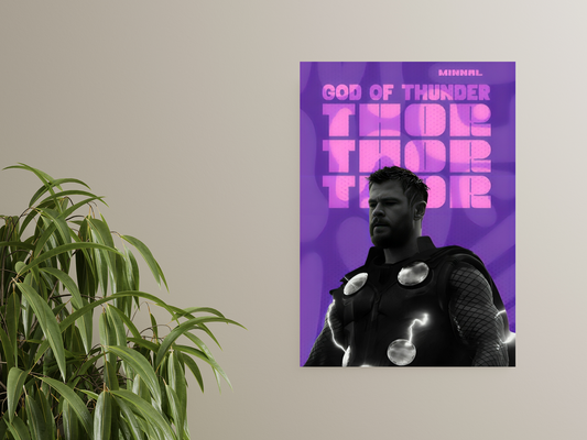 Purple Aesthetic THOR God of Thunder A4 Sticker Poster