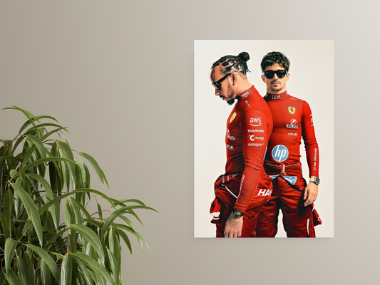 F1 Icons Lewis Hamilton & Charles Leclerc A4 Sticker Poster