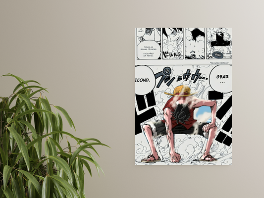 Dynamic Luffy Gear Second Manga Panel A4 Sticker Art
