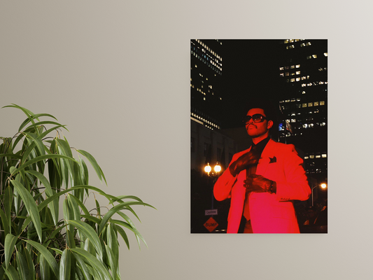 The Weeknd Red Suit After Hours A4 Sticker Poster - City Night