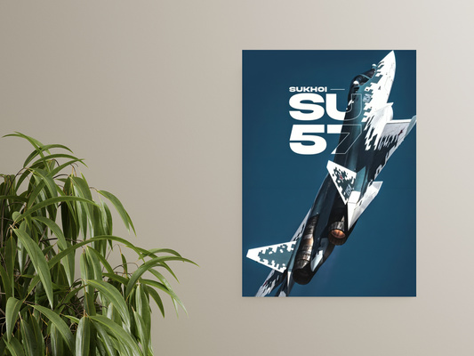 Sukhoi SU-57 Stealth Fighter Jet A4 Sticker Poster