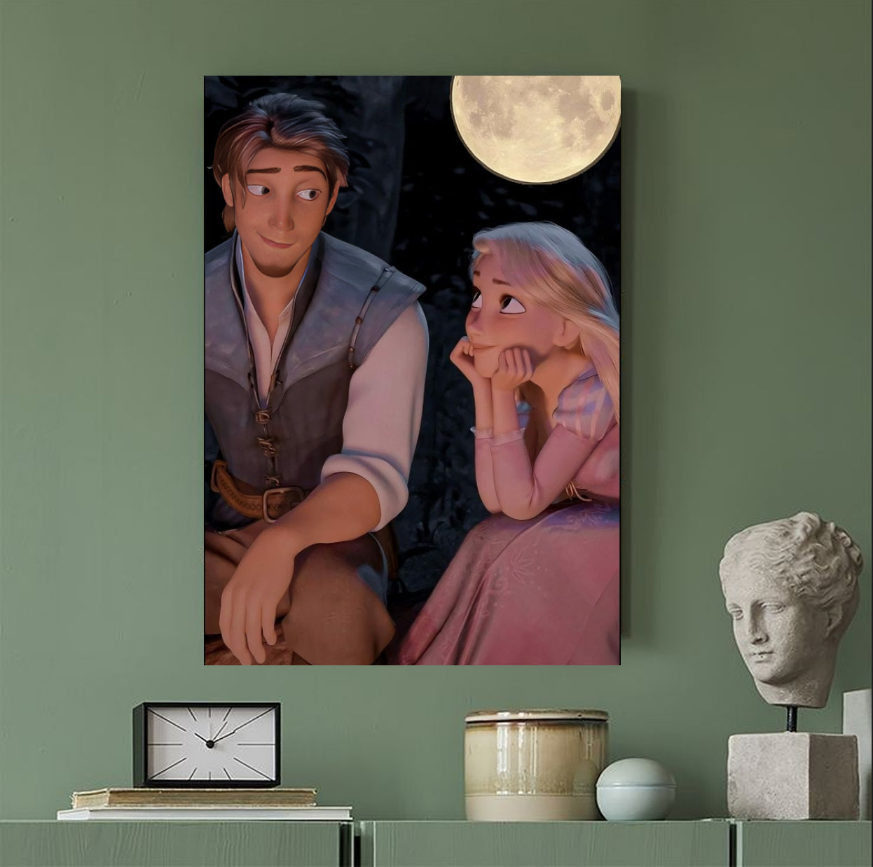Tangled Rapunzel & Flynn Lantern Boat Scene Poster