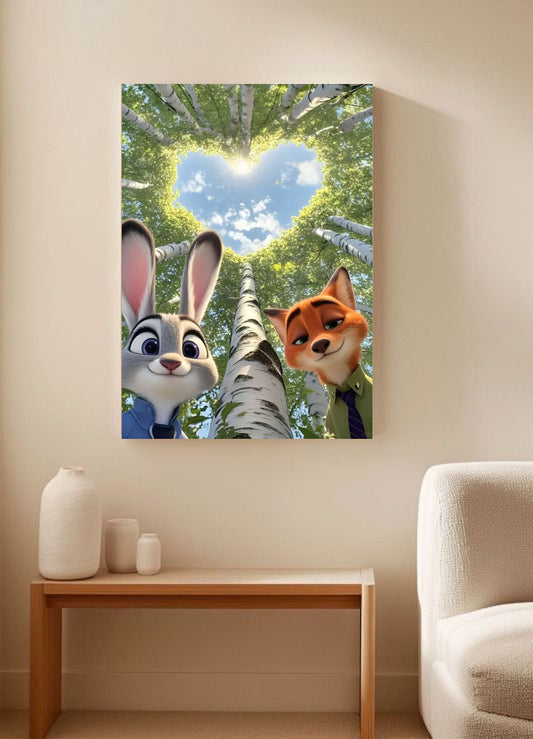 Cute Zootopia Couple A4 Poster – Nick & Judy Love