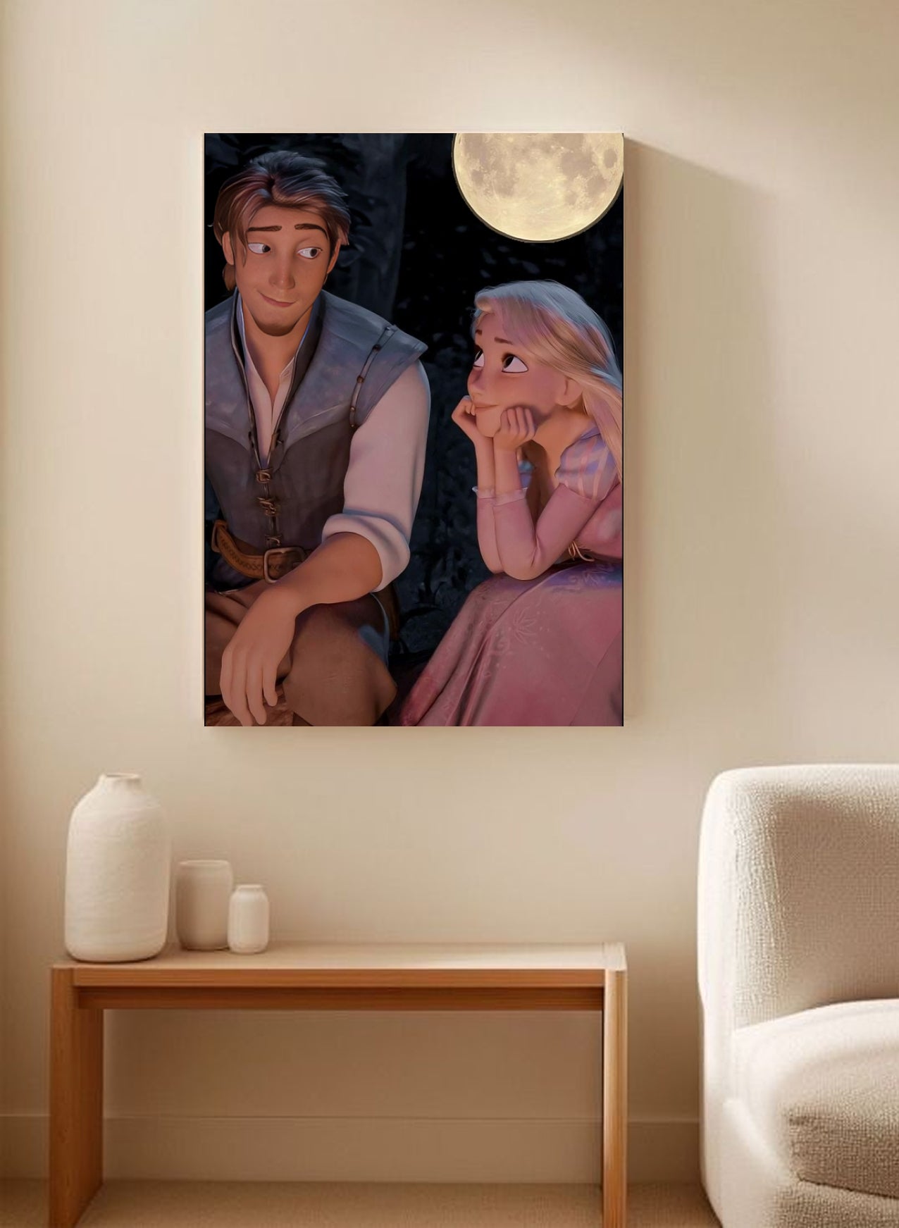Tangled Rapunzel & Flynn Lantern Boat Scene Poster