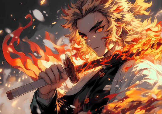Rengoku A3 Wallposter Sticker – Flame Hashira Power
