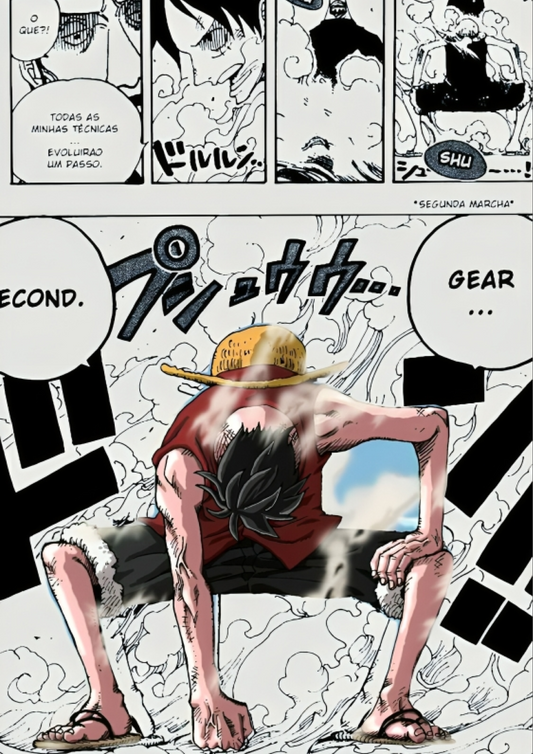 Dynamic Luffy Gear Second Manga Panel A4 Sticker Art