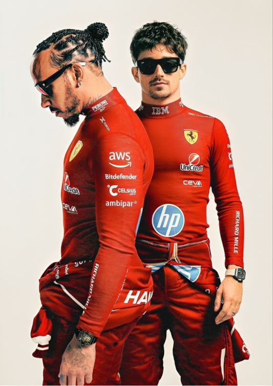 F1 Icons Lewis Hamilton & Charles Leclerc A4 Sticker Poster