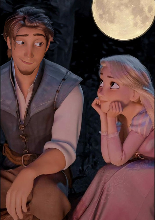 Tangled Rapunzel & Flynn Lantern Boat Scene Poster