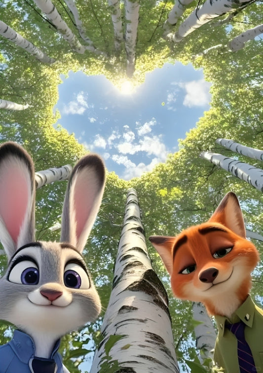 Cute Zootopia Couple A4 Poster – Nick & Judy Love