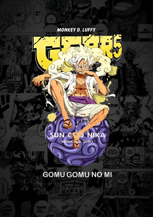 Monkey D. Luffy GEAR 5 A4 Sticker Poster - Sun God Nika Art