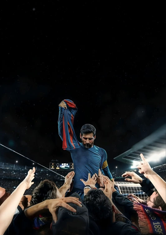 Lionel Messi Champion A4 Sticker Poster - Football Icon Art
