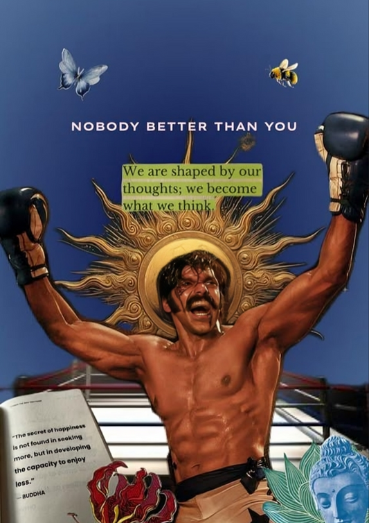 Motivational Boxing Poster A4 Sticker - Buddha Quotes & Strength