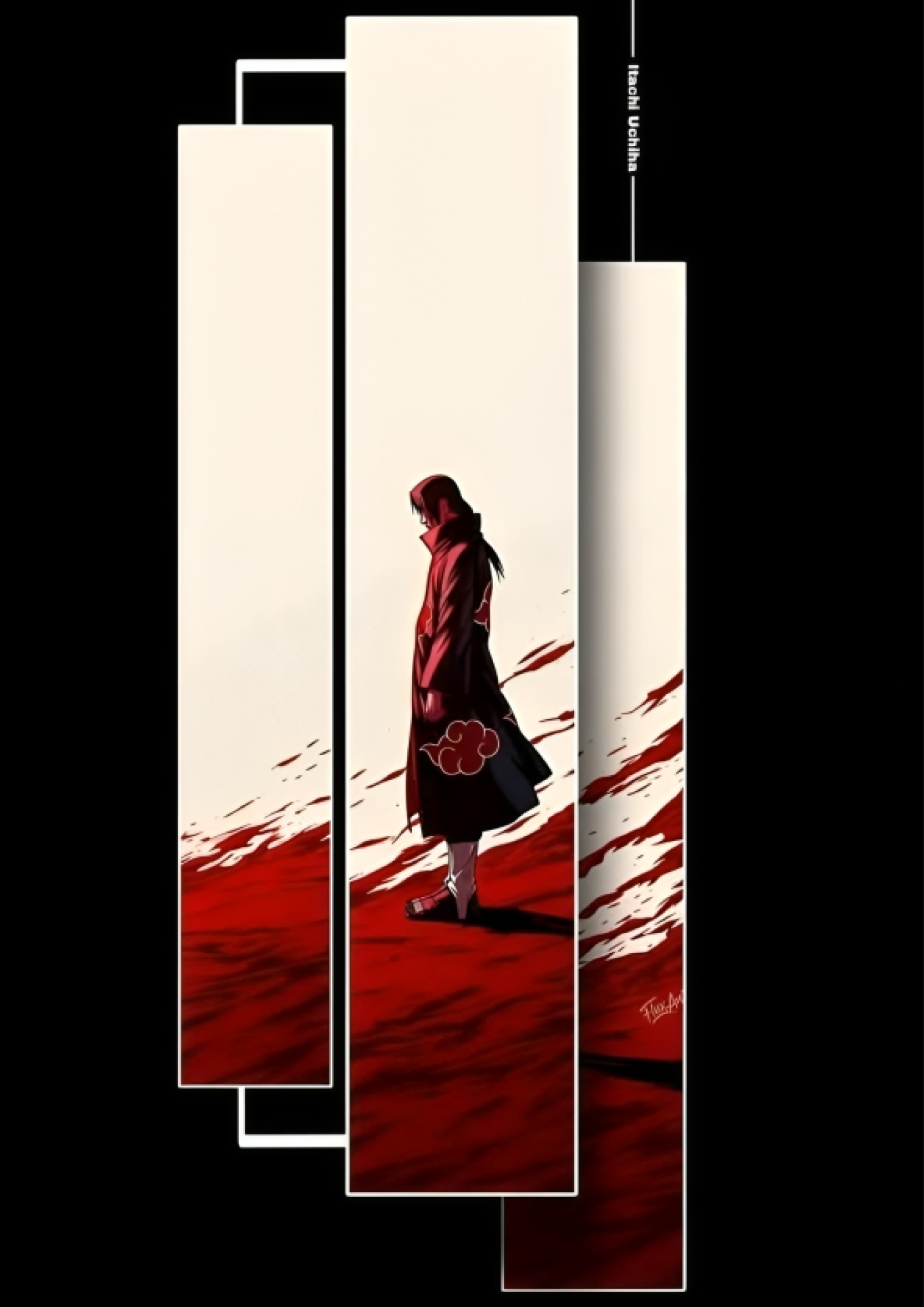 Itachi Uchiha Red & Black A4 Sticker Poster - Naruto Art