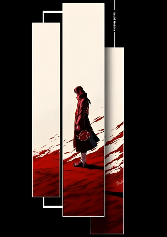 Itachi Uchiha Red & Black A4 Sticker Poster - Naruto Art