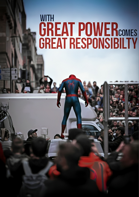 Great Power Comes Great Responsibility A4 Sticker Poster
