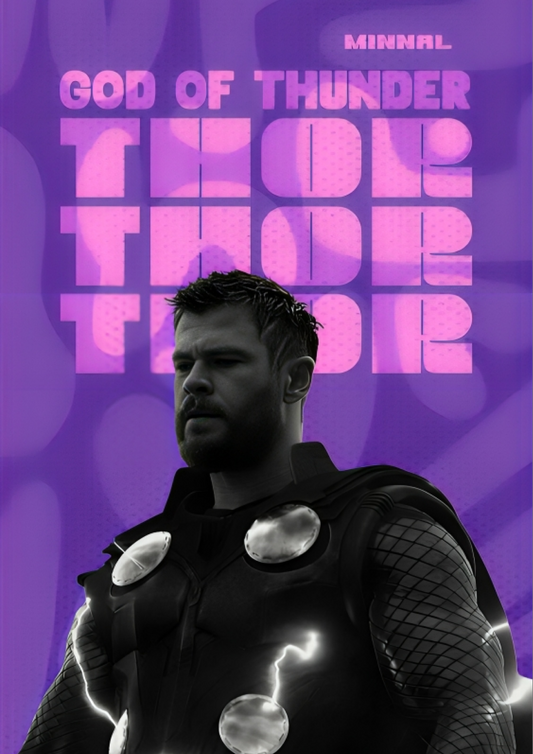 Purple Aesthetic THOR God of Thunder A4 Sticker Poster