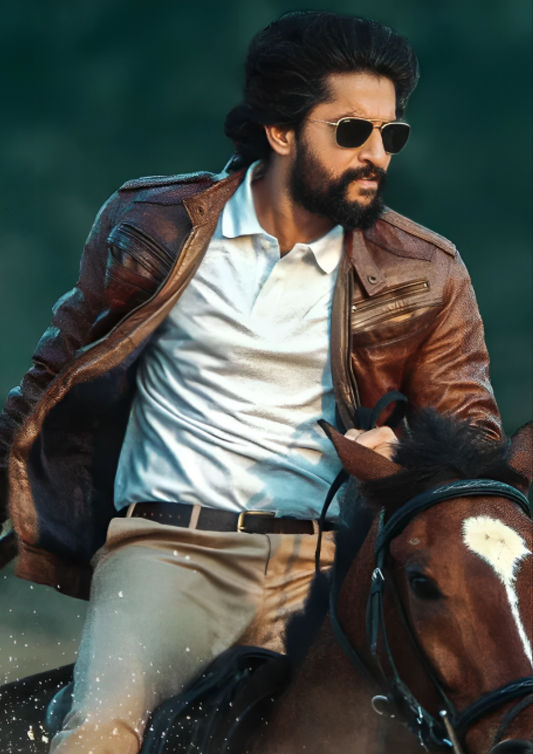 Telugu Star Nani on Horse A4 Sticker Poster - Cinematic Look