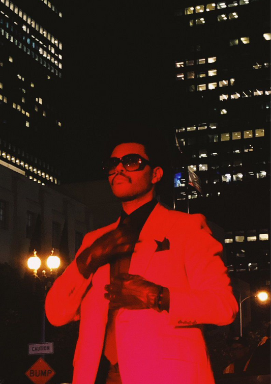 The Weeknd Red Suit After Hours A4 Sticker Poster - City Night