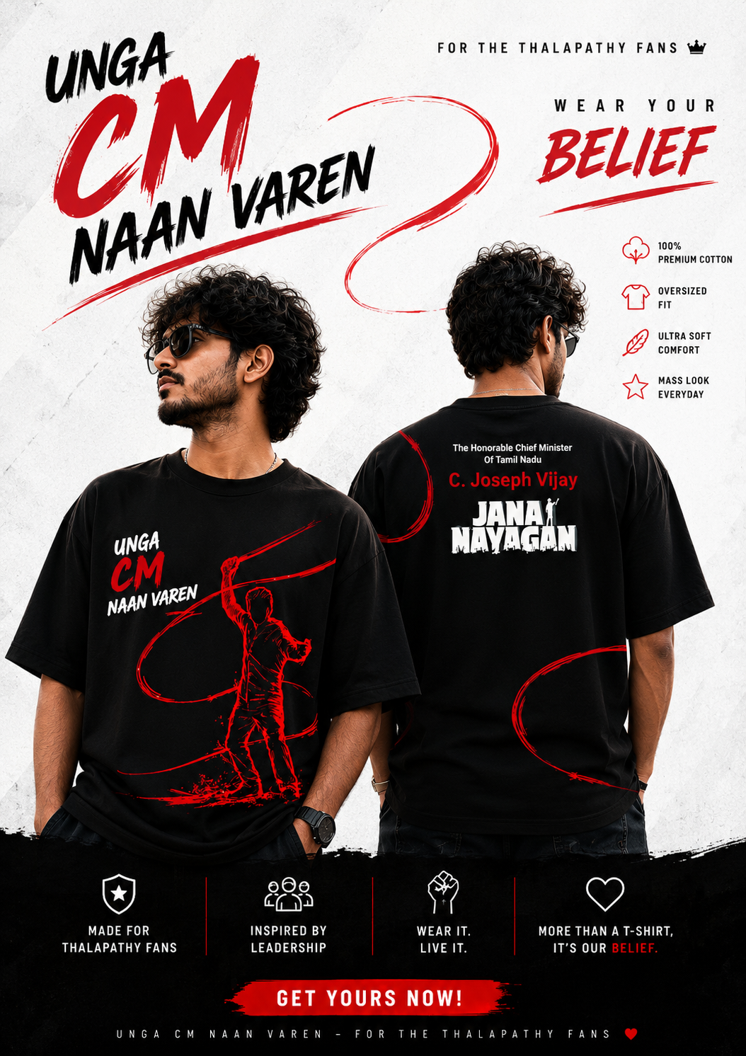 Mass Tees – Premium Oversized Fan T-Shirts for Thalapathy Fans | 100% Cotton Streetwear
