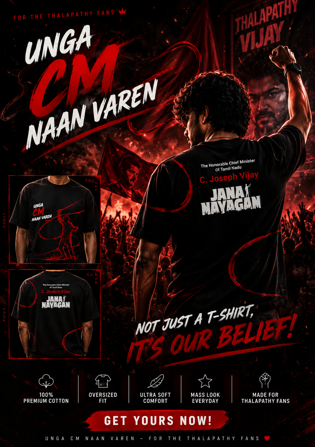 Mass Tees – Premium Oversized Fan T-Shirts for Thalapathy Fans | 100% Cotton Streetwear