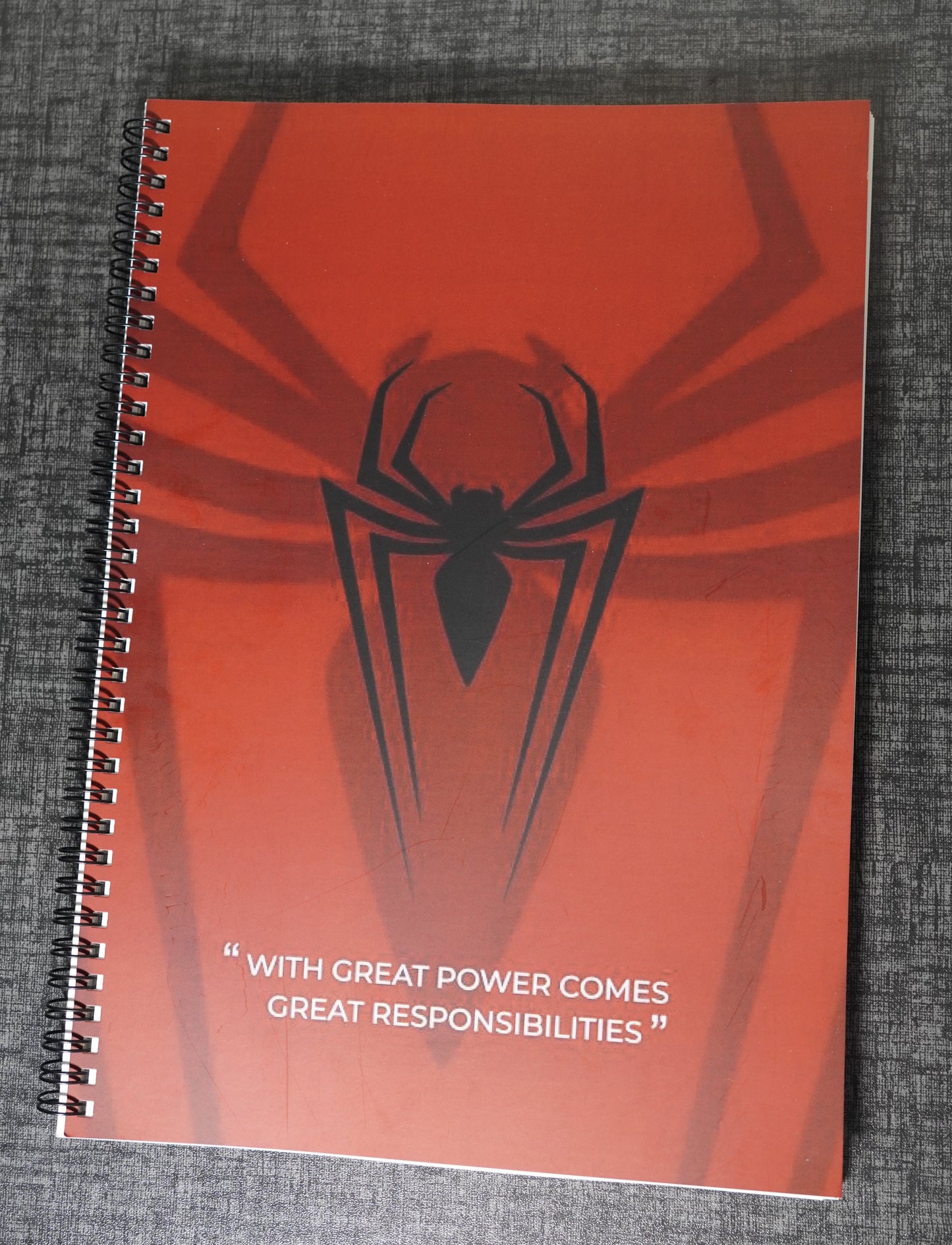 Spider Hero A4 Notebook – “With Great Power” Quote