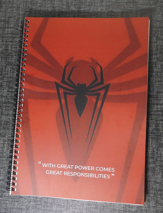 Spider Hero A4 Notebook – “With Great Power” Quote