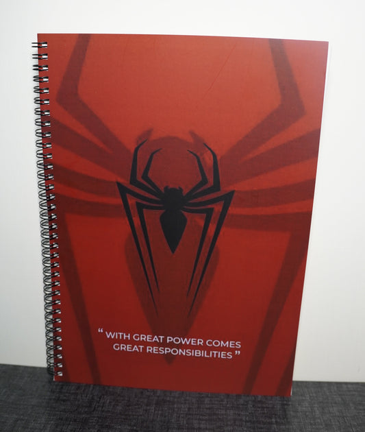 Spider Hero A4 Notebook – “With Great Power” Quote