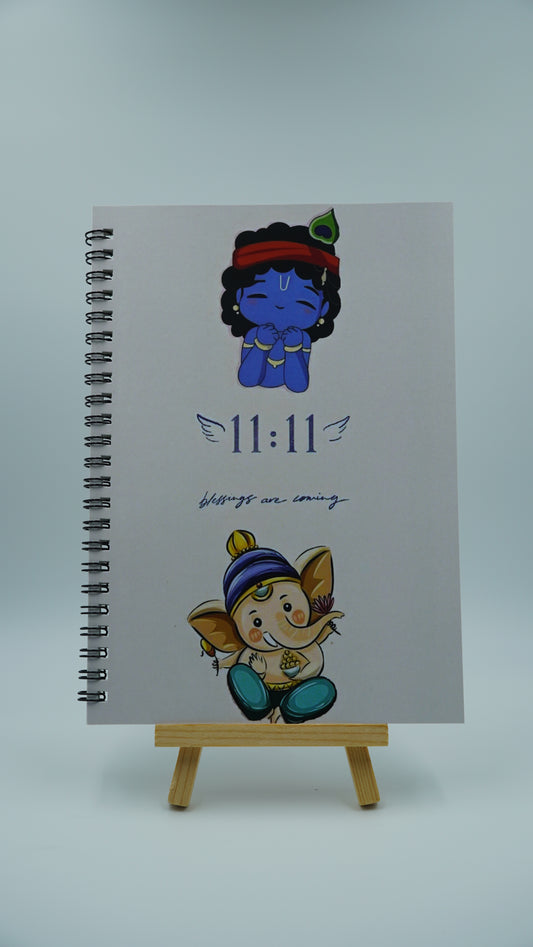 11 11 Blessings - Baby Krishna  Ganesha A5 Notebook