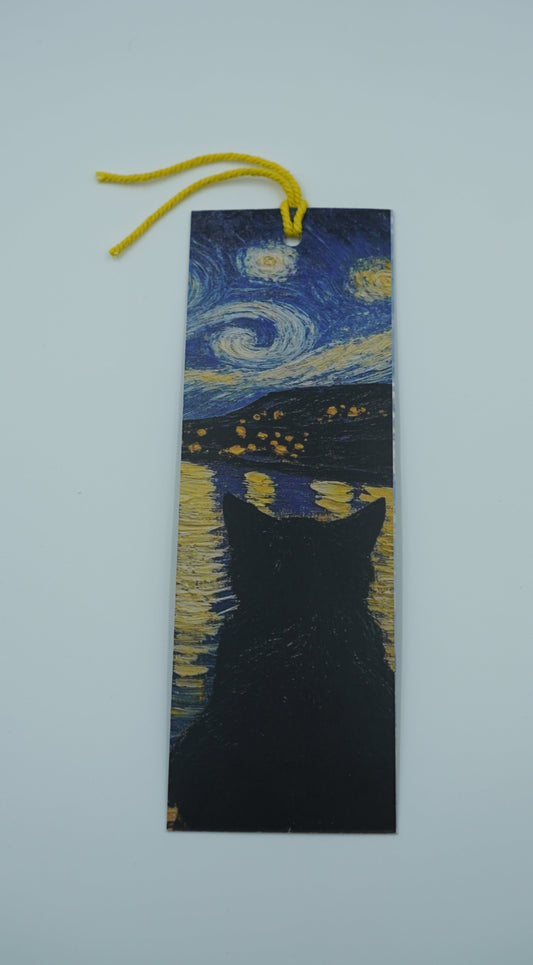Starry Night Cat Watcher Bookmark