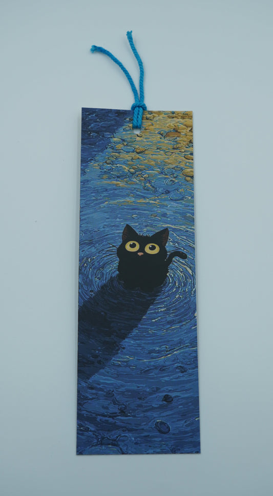 Starry Puddle Cat Bookmark