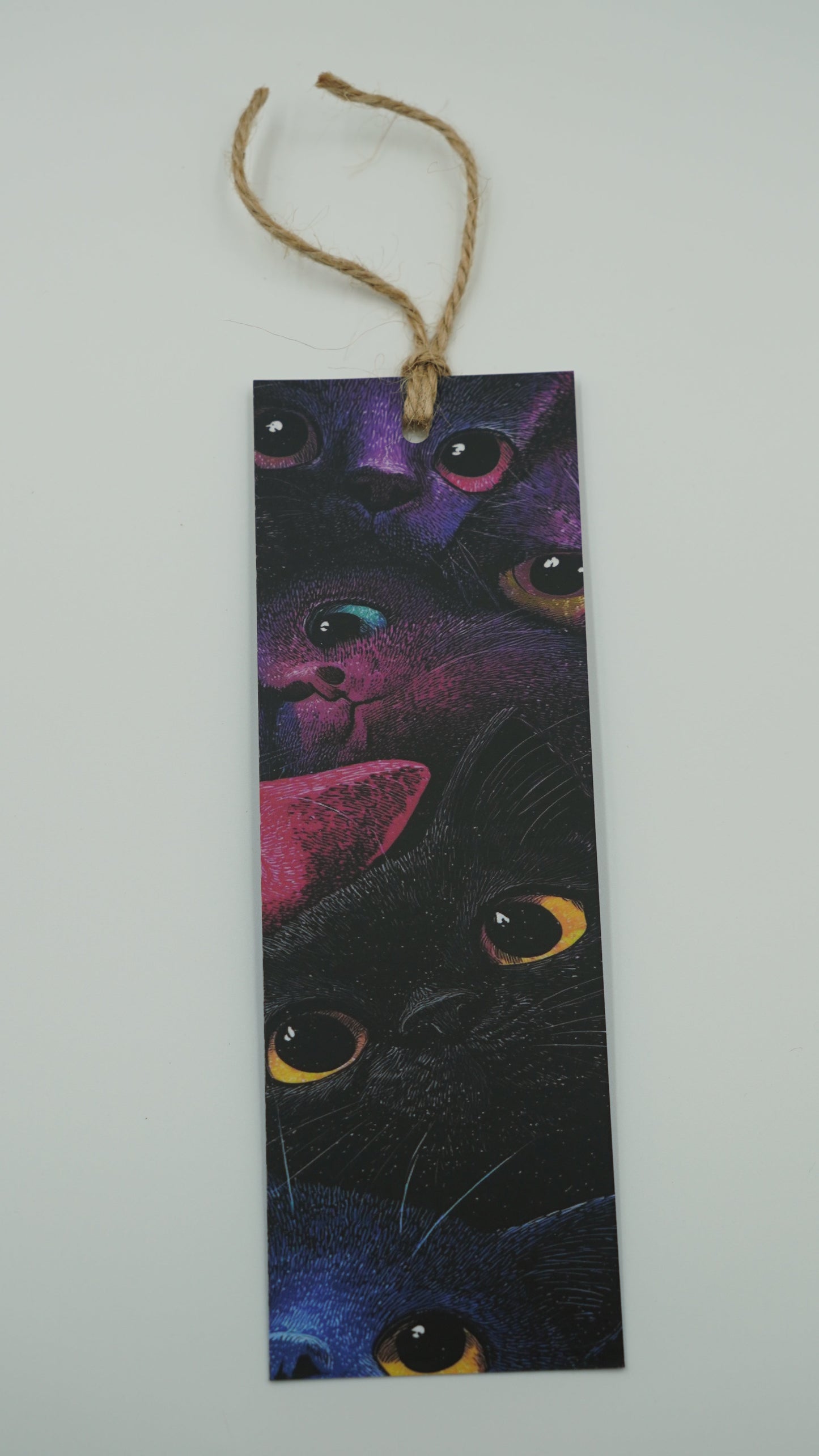 Neon Galaxy Cat Pile Bookmark