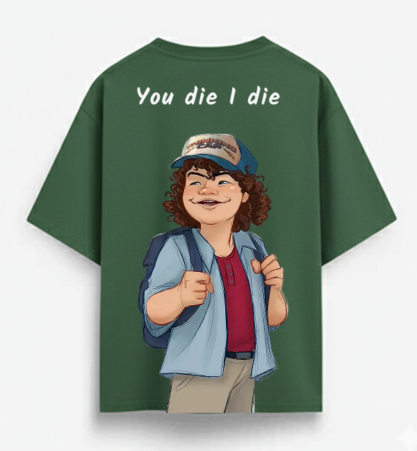 Stranger Things Dustin "You Die I Die" Green Oversized Tee