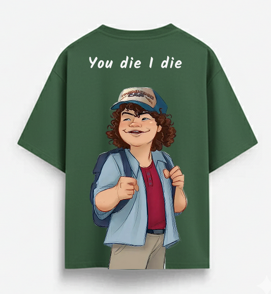 Stranger Things Dustin "You Die I Die" Green Oversized Tee
