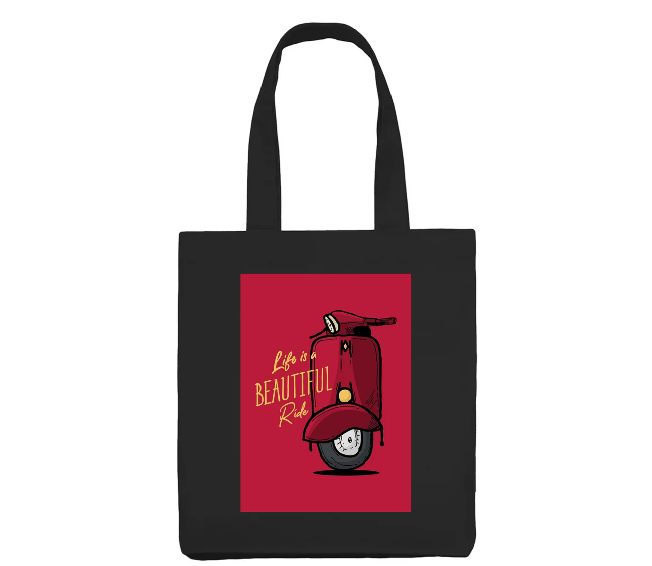 Vintage Scooter Beautiful Ride Black Tote