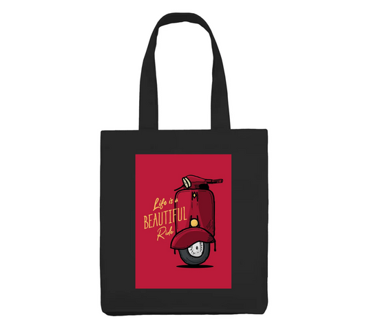 Vintage Scooter Beautiful Ride Black Tote