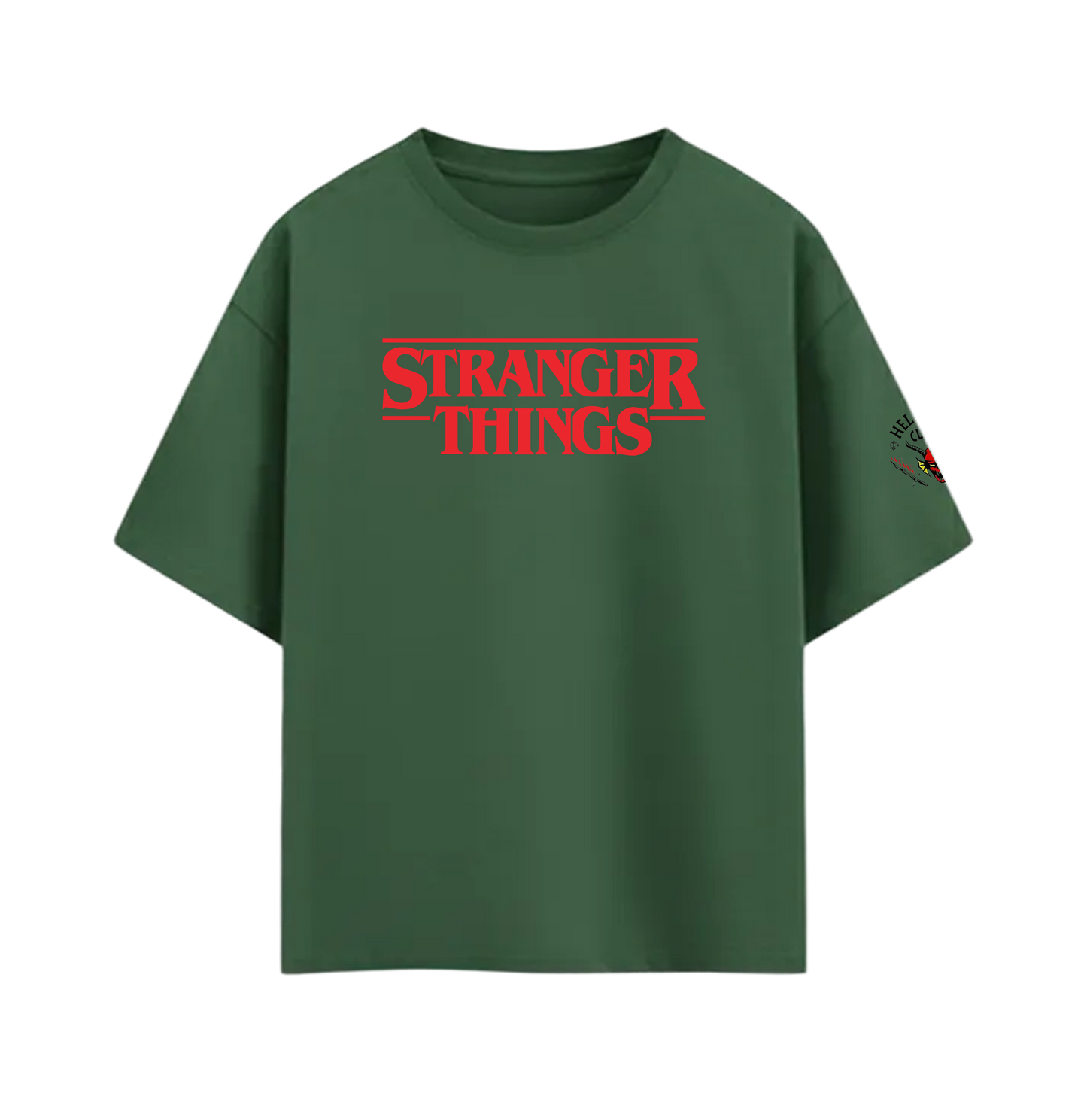 Stranger Things Dustin "You Die I Die" Green Oversized Tee